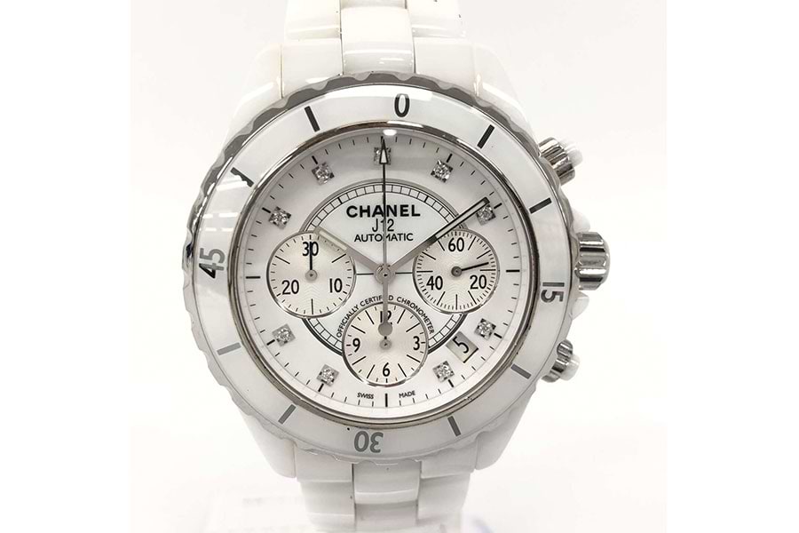 シャネル J12 クロノグラフ 9Pダイヤ H2009 自動巻き SS/セラミック 白  
