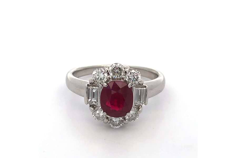 リング K18WG 約14号 ルビー1.80ct ダイヤ0.25ct の買取実績  