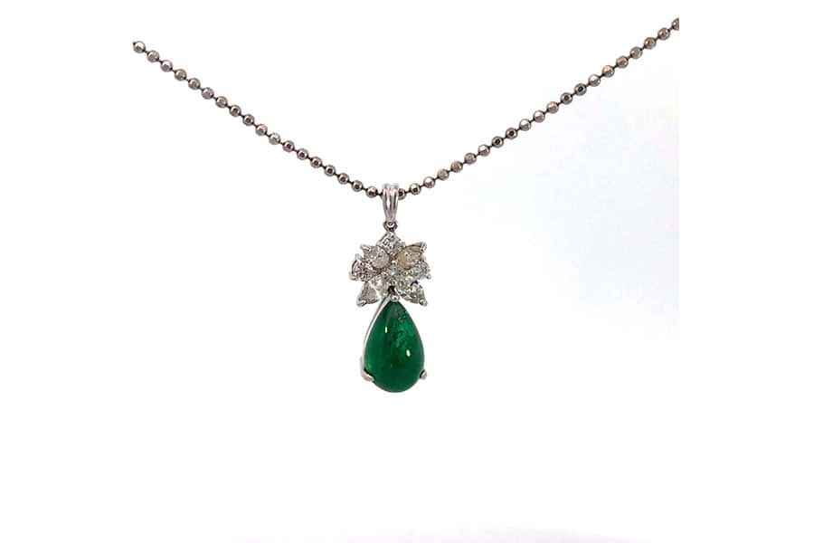 ネックレス Pt900,Pt850 全長約45.4m エメラルド3.42ct ダイヤ0.69ct  