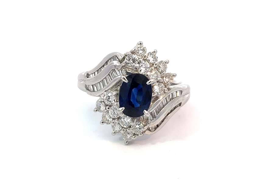 PT900/K18 サファイア ダイヤモンド リング 約12号 