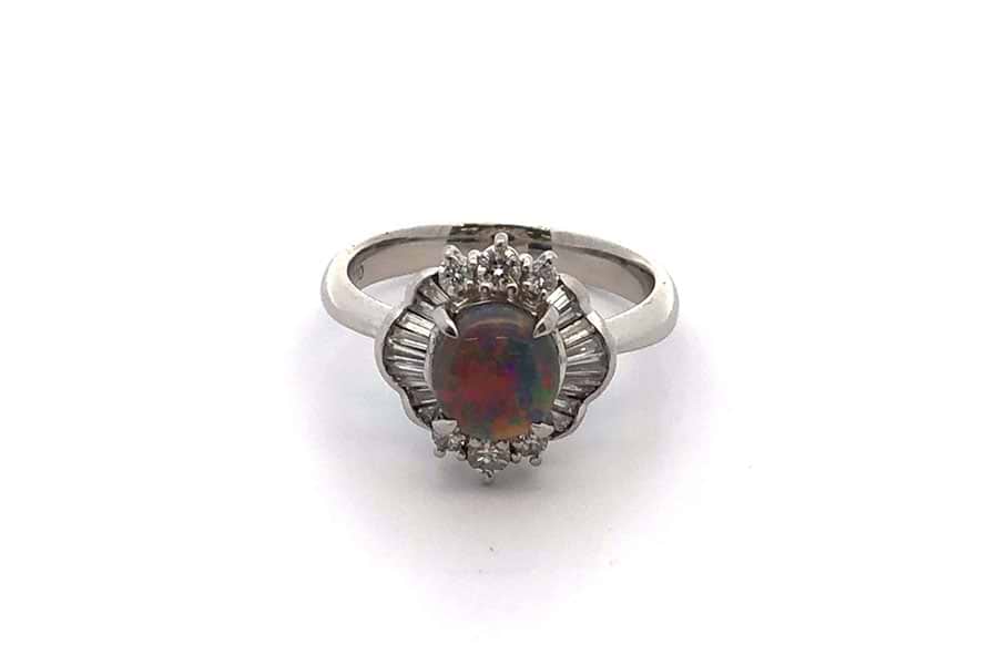 ファッション リング の ダイヤ0.45ct ブラックオパール1.08ct 約14号  