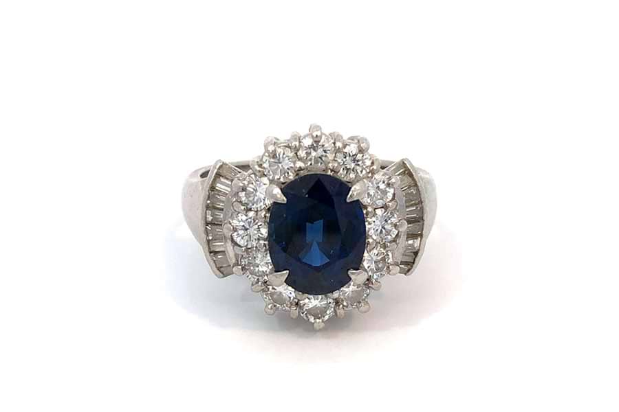 リング Pt900 約10.5号 ブルーサファイア2.19ct ダイヤ1.02ct の買取 