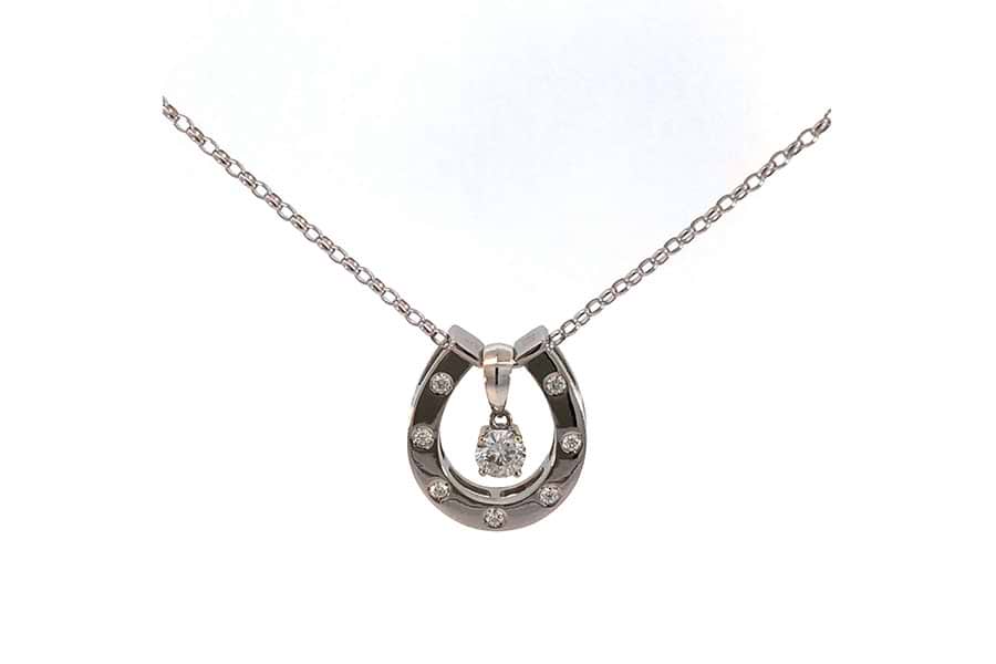 ネックレス K18WG,750 全長約69.7cm ダイヤ0.306ct ダイヤ0.10ct の 