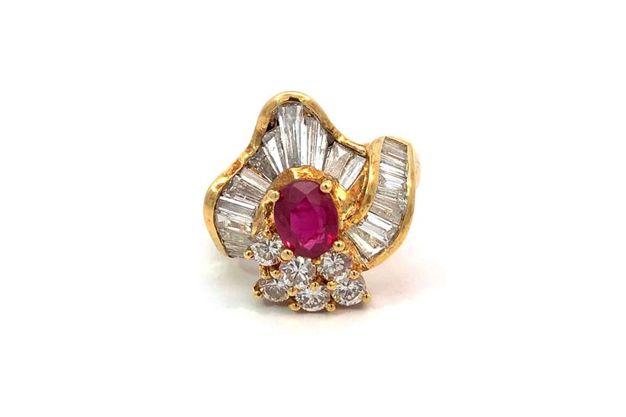 リング K18WG 約14号 ルビー1.80ct ダイヤ0.25ct の買取実績  