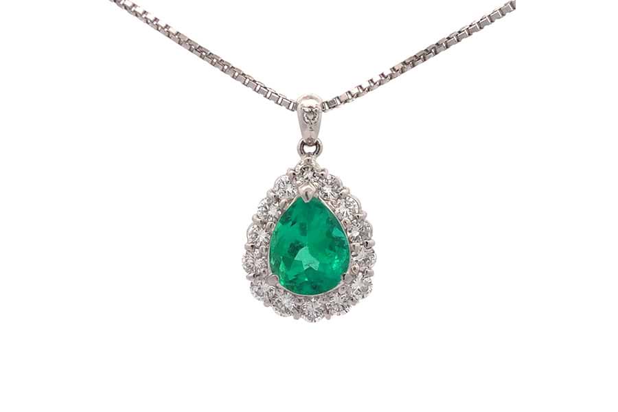 ネックレス Pt900,Pt850 全長約44.5cm エメラルド1.82ct ダイヤ0.71ct  