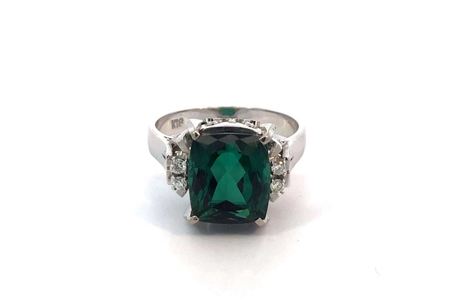 リング K18WG 約7号 青色石1.227ct ダイヤ0.20ct$2 の買取実績