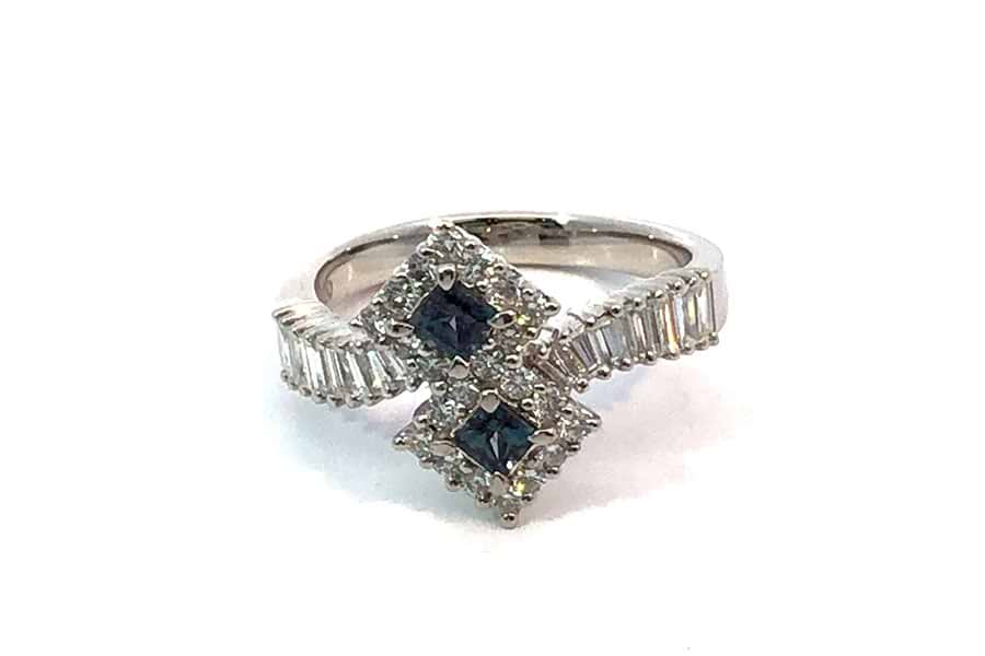 リング PT900 約13号 ダイヤ0.75ct アレキサンドライト0.35ct