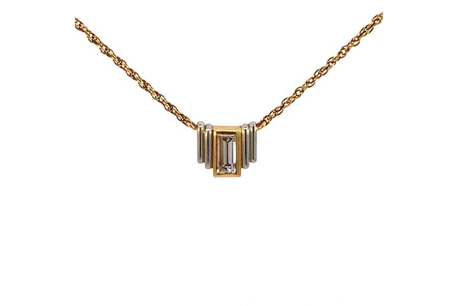 ネックレス Pt900,K18 全長約42.0㎝ ダイヤ0.54ct