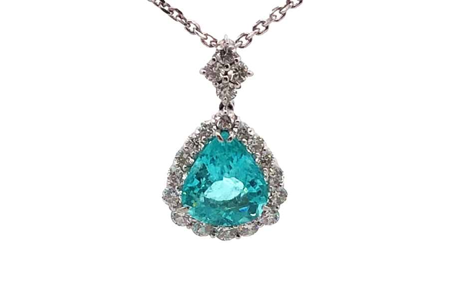 Pt900 パライバトルマリン ダイヤモンドリング P 0.31ct D 0.42ct