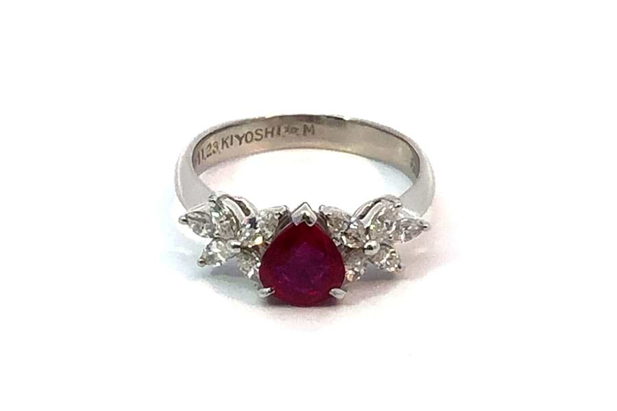 リング K18WG 約12号 ルビー1.04ct ダイヤ0.50ct の買取実績