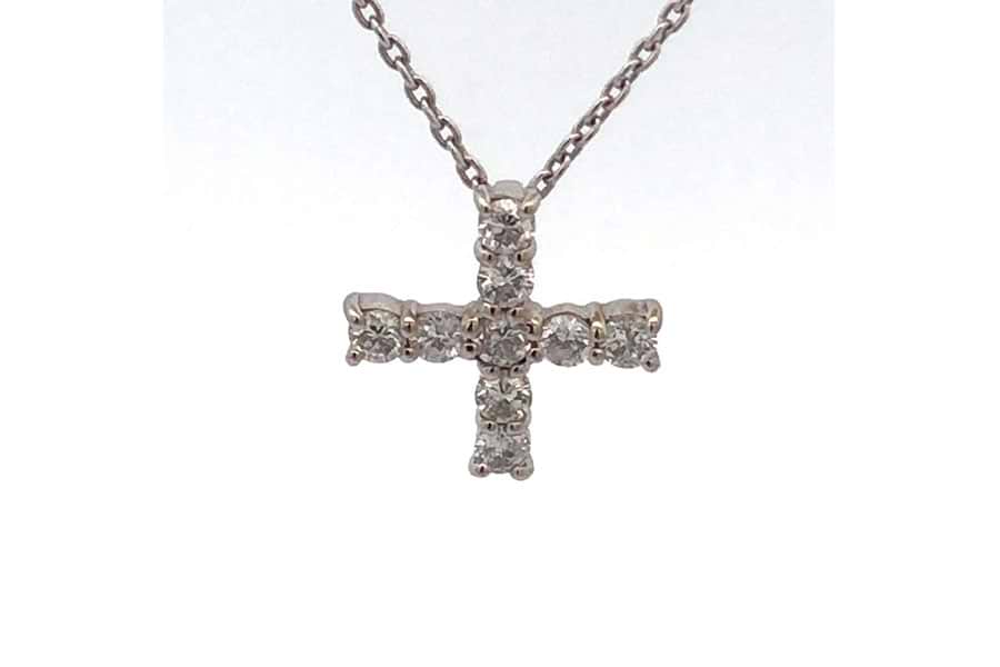 ネックレス K18WG 全長約40.9cm ダイヤ0.50ct