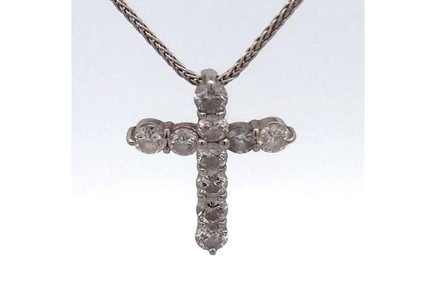 ネックレス Pt900,K18WG 全長約44.5㎝ ダイヤ1.00ct