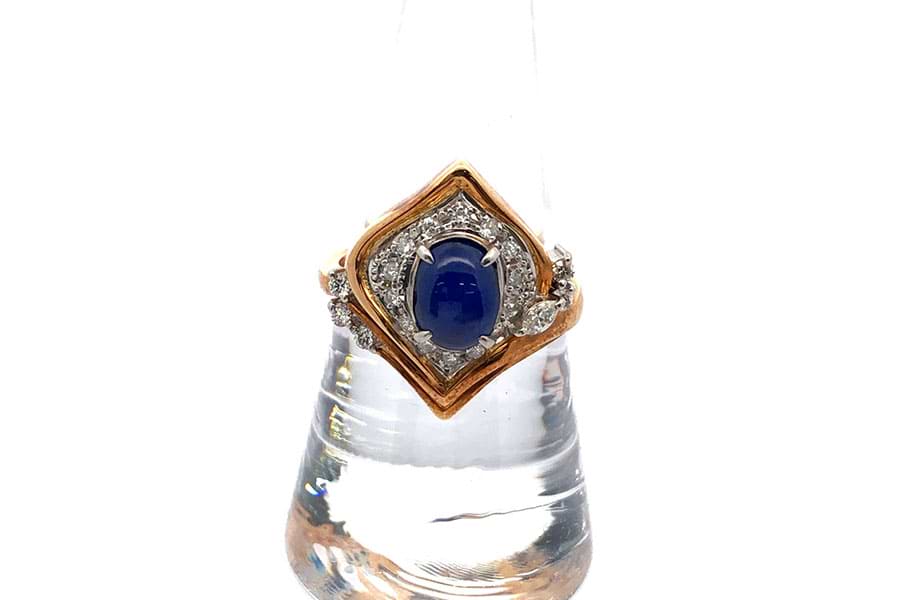 リング K18 約15.5号 スターサファイア3.51ct ダイヤ0.32ct$2 の