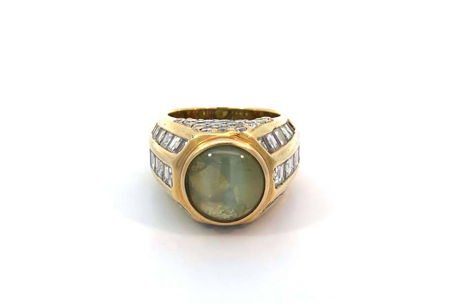 リング K18 約15.5号 緑色石7.40ct ダイヤ5.373ct@2 の買取実績