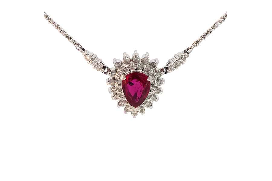 ネックレス Pt900,Pt850 全長約42.7cm ルビー1.31ct ダイヤ0.53 ネックレス Pt900,Pt850 全長約42.7cm ルビー1.31ct ダイヤ0.53