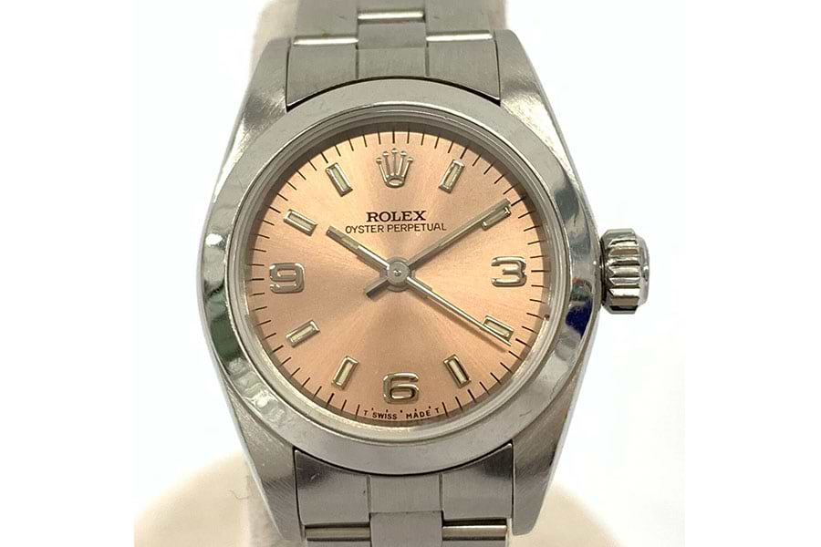 ロレックス オイスターパーペチュアル 67180 自動巻き SS ピンク文字盤