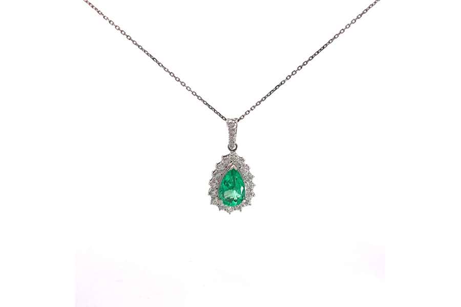 ネックレス Pt900,SILVER925 全長約40.0㎝ エメラルド3.309ct