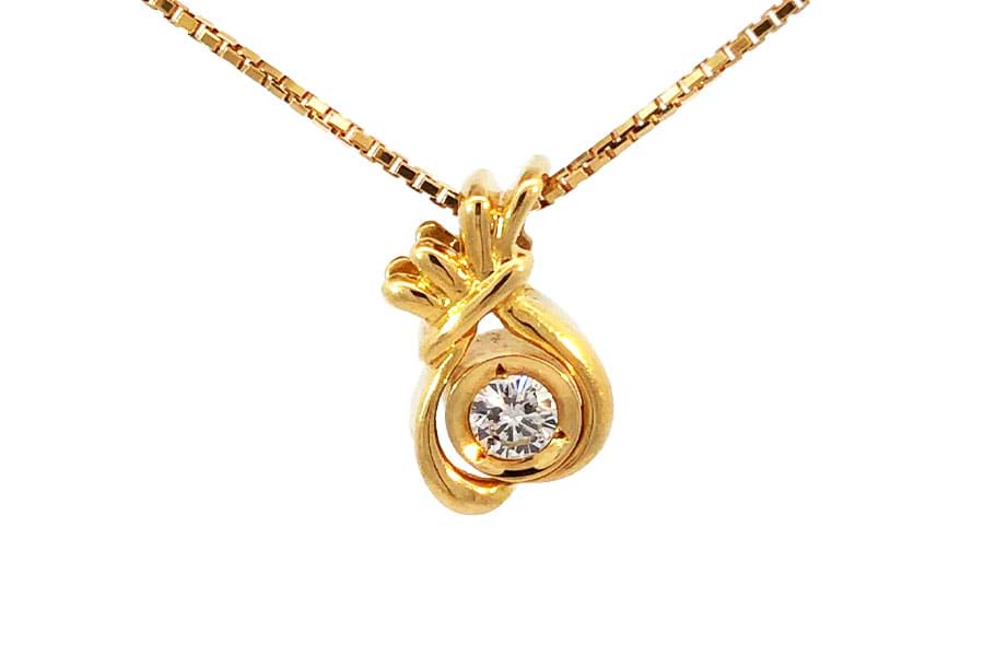 ネックレス K18 全長約40.7cm ダイヤ0.20ct