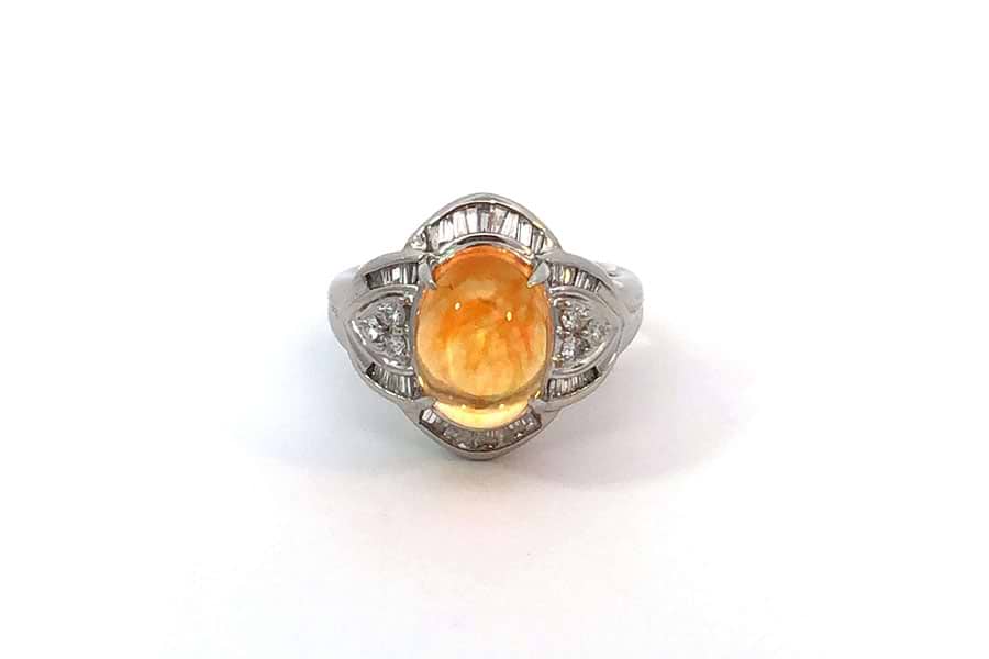 リング Pt900 約12号 オレンジ色石3.67ct ダイヤ0.54ct の買取