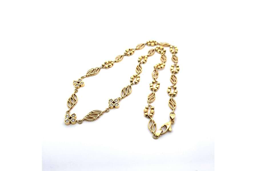 ネックレス K18 全長約40.7cm ダイヤ0.37ct