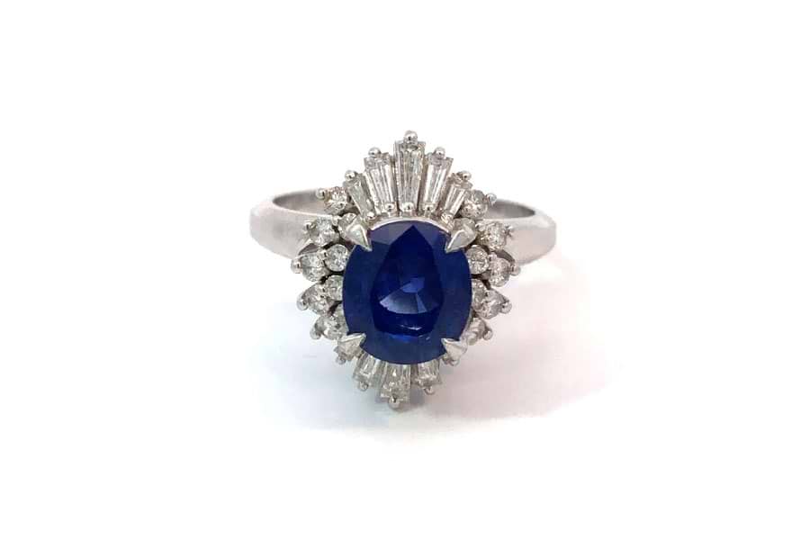 リング Pt900 約11号 サファイア2.58ct ダイヤ0.68ct