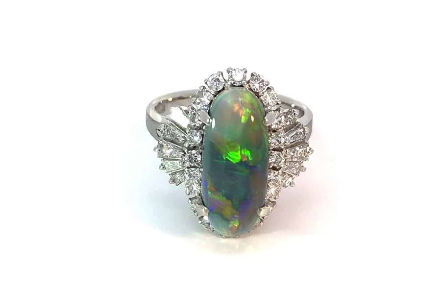 リング K18 約11.5号 ボルダーオパール37.0ct ダイヤ0.08ct の