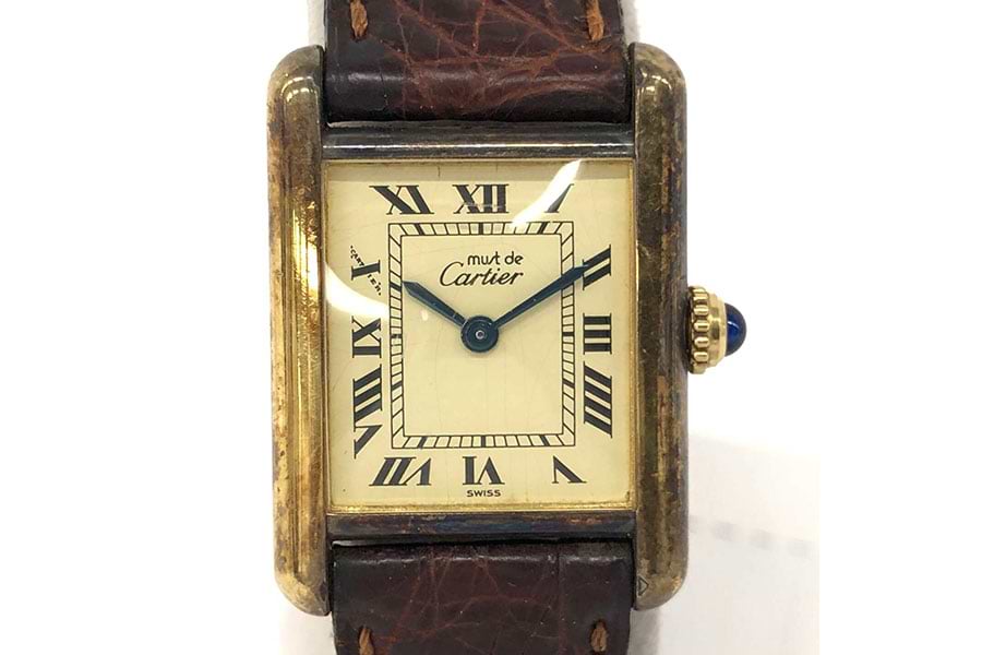 カルティエ マスタンクヴェルメイユ 925 クォーツ GP/革 ホワイト