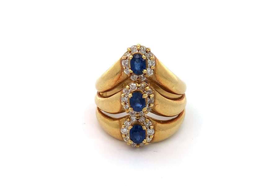 【お1人様1点限り】 リング K18 約14.5号 青色石0.79ct ダイヤ0.62ct の買取実績 その他