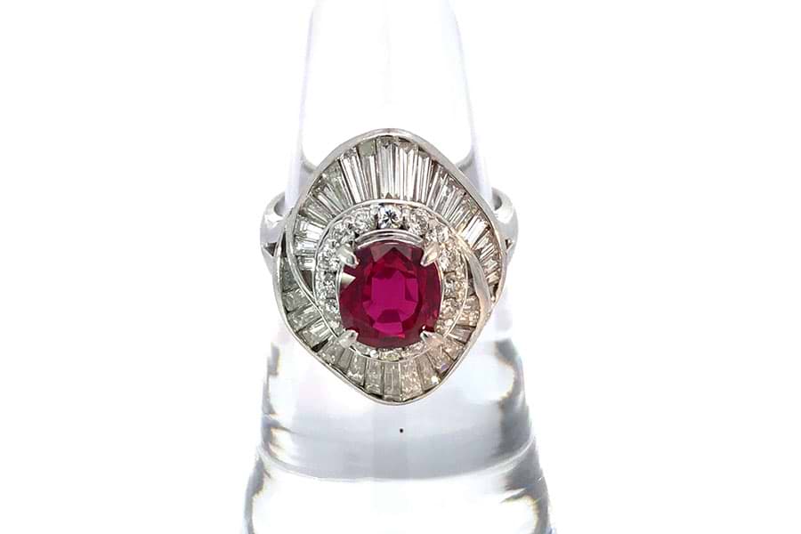 リング K18 約12.5号 ルビー2.44ct ダイヤ2.80ct の買取実績