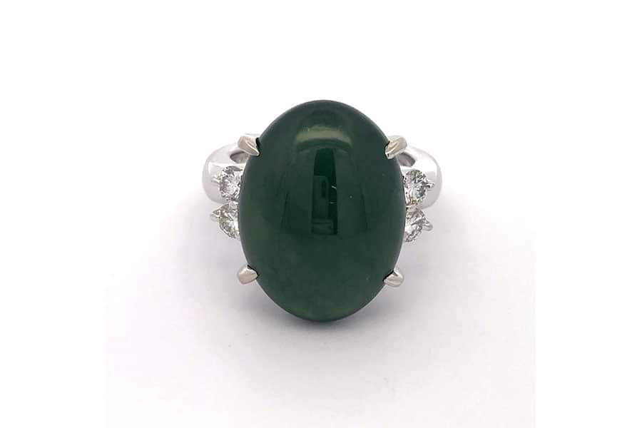 リング K18WG 約12号 緑色石15.76ct ダイヤ0.44ct の買取実績｜最新 