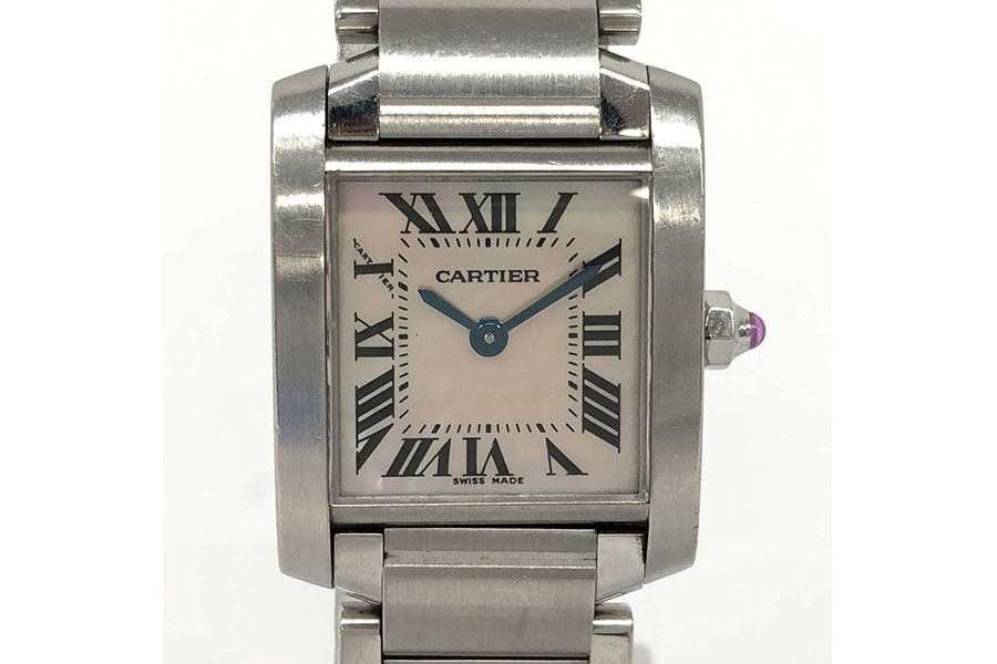 カルティエ タンクフランセーズSM W51028Q3 クォーツ SS ピンクシェル  