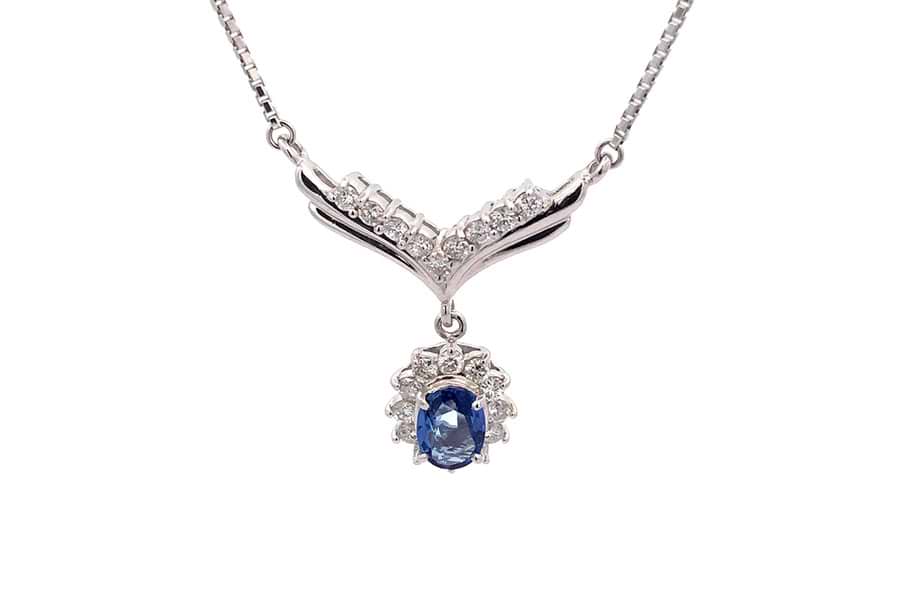 ネックレス Pt850 全長約43.0cm サファイア0.86ct ダイヤ0.65ctの宝石 