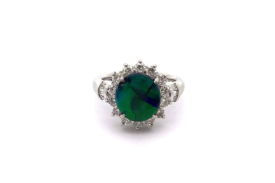リング Pt900 約9号 ブラックオパール1.73ct ダイヤ0.89ct@2 の買取 