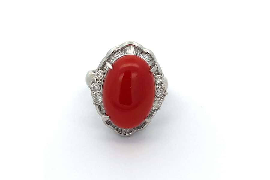 リング Pt900 約16号 オレンジ色石10.45ct ダイヤ0.78ct の買取実績 