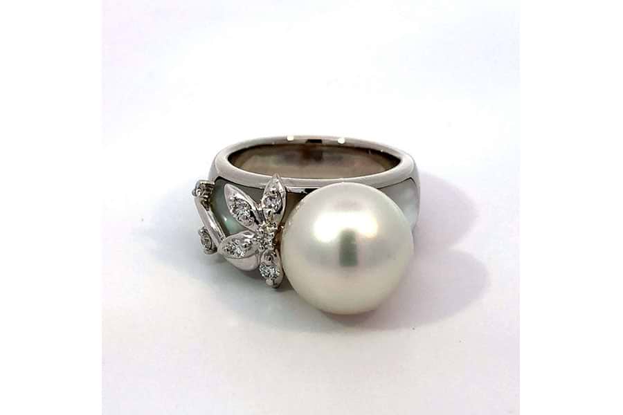タサキ リング Pt900 約9号 パール直径約11.1mm ダイヤ0.13ct 