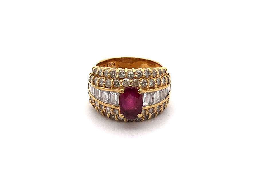 リング K18 約11.5号 ルビー1.88ct ダイヤ2.98ct の買取実績｜最新相場 
