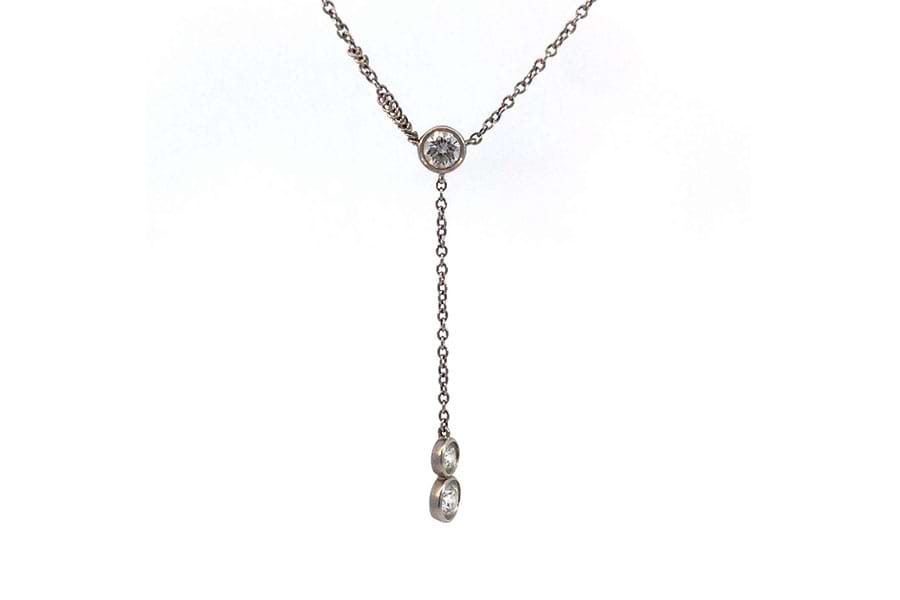 ネックレス Pt900,Pt850 全長約46.0㎝ ブラックオパール1.47ct ダイヤ  