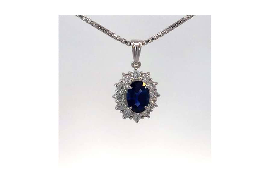 ネックレス Pt900,Pt850 全長約40.4㎝ サファイア2.03ct ダイヤ0.67ct 