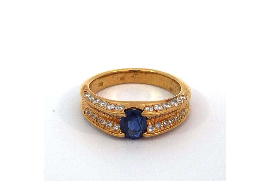 リング K18 約11号 サファイア0.74ct ダイヤ0.55ct の買取実績｜最新  