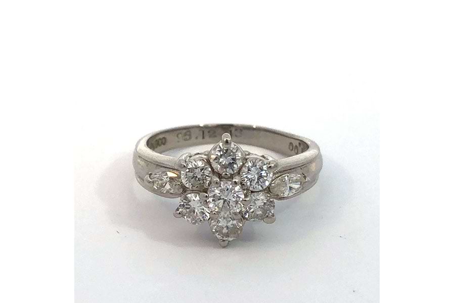 リング Pt900 約11.5号 茶色石直径約11.0mm ダイヤ0.35ct の買取実績  