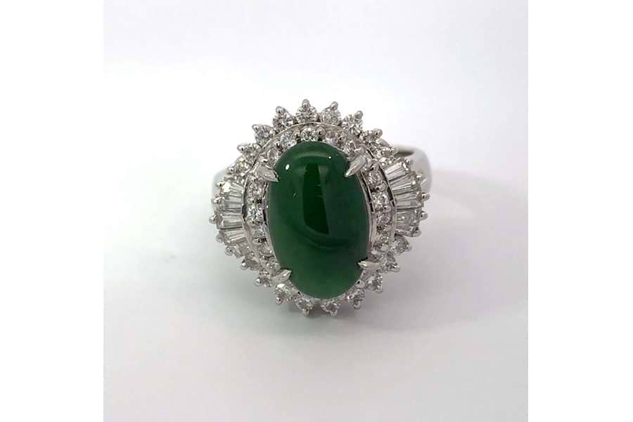 K18 エメラルド・ダイヤモンド 指輪 フラワーモチーフ 0.17ct 0.12ct 