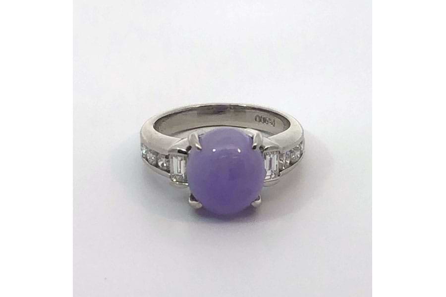 リング Pt900 約12号 ラベンダー翡翠4.92ct ダイヤ0.63ct の買取実績 