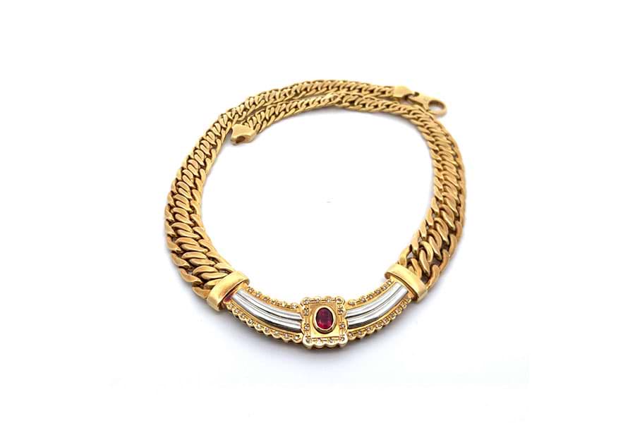 ネックレス Pt850,18㏏ 全長約45.1㎝ ルビー1.13ct ダイヤ0.35ct$1 の  