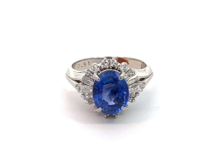 リング Pm900 約11号 ブルーサファイア2.73ct ダイヤ0.51ct の買取実績 