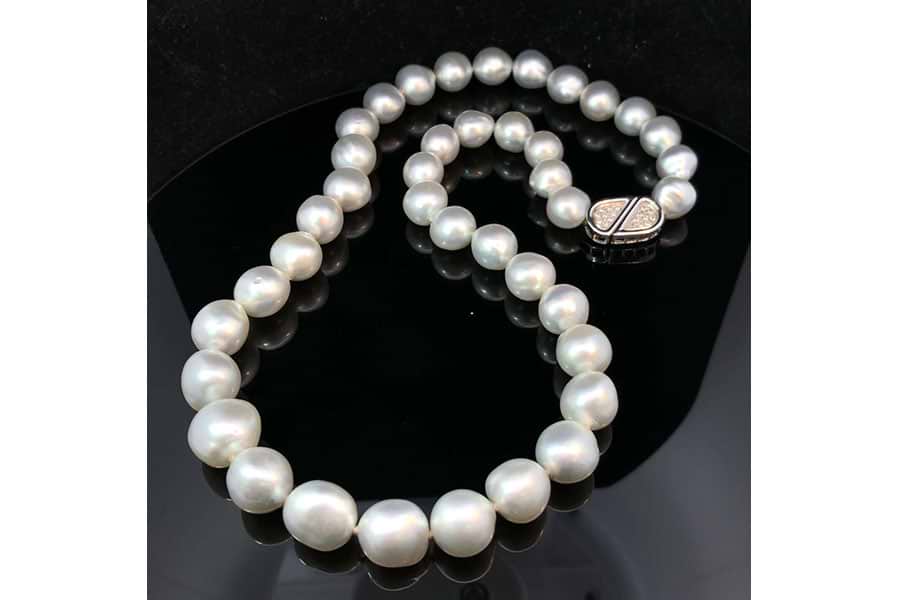 ネックレス WGK14 全長約50.0㎝ バロックパール約11.8/9.2mm ダイヤ 