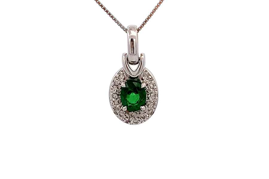 ネックレス K18WG 全長約46.1㎝ グリーンガーネット1.07ct ダイヤ0.17 