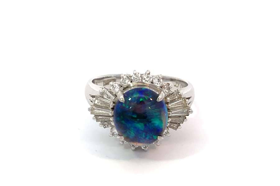 リング Pt900 約10.5号 ブラックオパール1.71ct ダイヤ0.67ct の買取 