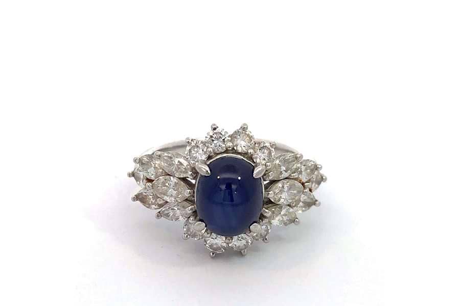 リング Pt950 約12号 スターサファイア4.13ct ダイヤ1.88ct@2 の