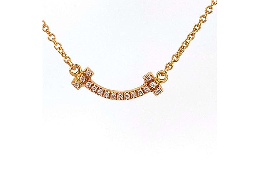 Tスマイルマイクロダイヤネックレス Au750 全長約46.5cm