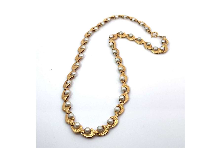 ネックレス K18 全長約41.9㎝ パール直径約4.4/3.9mm